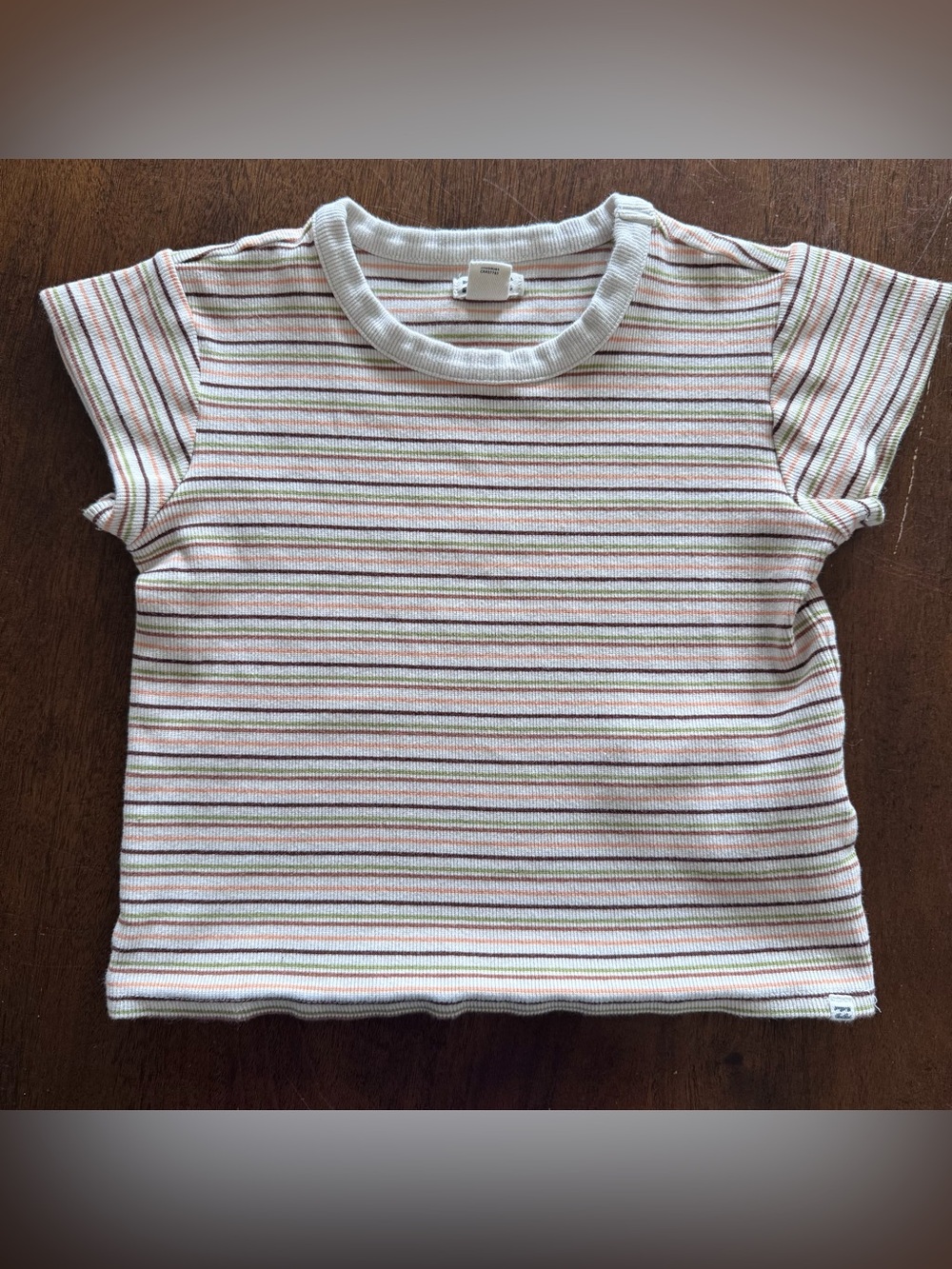 Billabong Ribbed Baby Tee Crop Top with Stripes Size Small